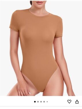 NWT HeyNuts Women's Double Layer Ultra Soft Short Sleeve Crew Neck Bodysuit